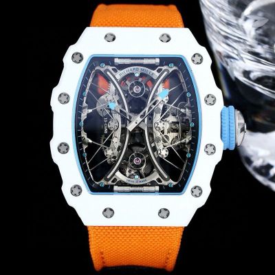 RICHARD MILLE RM53-01  Replica White TPT Quartz Fiber and Orange Watch